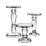 Bubble Glass Pillar, Taper Candle Holder. H-8", 8", 11", Set of 3 pcs -- Wholesale Pack of 6 Sets