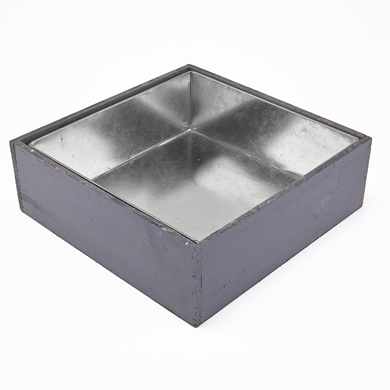 Wood Cube Planter Box with Zinc Liner Light Grey. H-4",Pack of 6 pcs