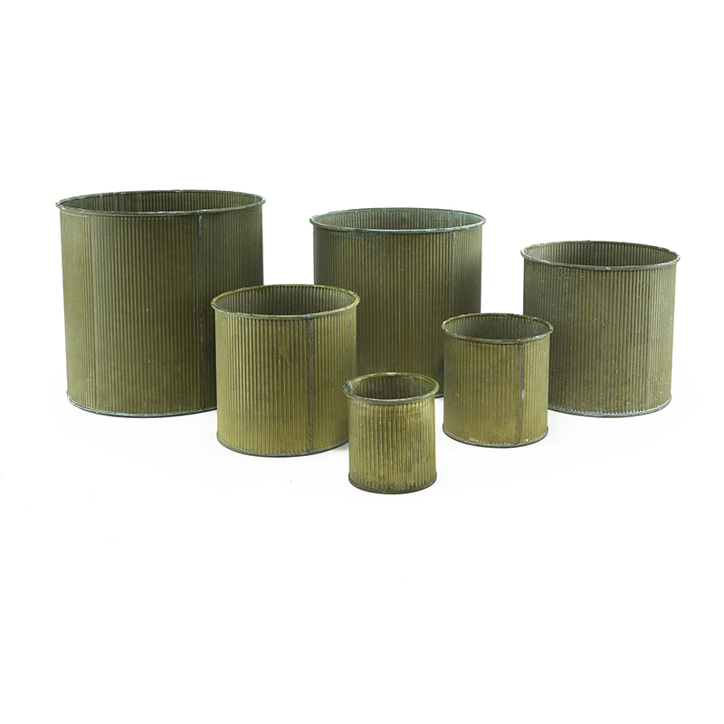 Zinc Metal Cylinder Planter Set | Set of 6 sizes H-3" to 8", Pack of 6 Sets