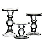 Bubble Glass Pillar, Taper Candle Holder. H-3.75", 4.5", 5.5", Set of 3 pcs -- Wholesale Pack of 12 Sets