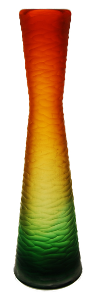 Carved Tiered Vase: Orange-Green H-19", Open-5.25" (Pack of 4pcs - $11.49 ea) 
