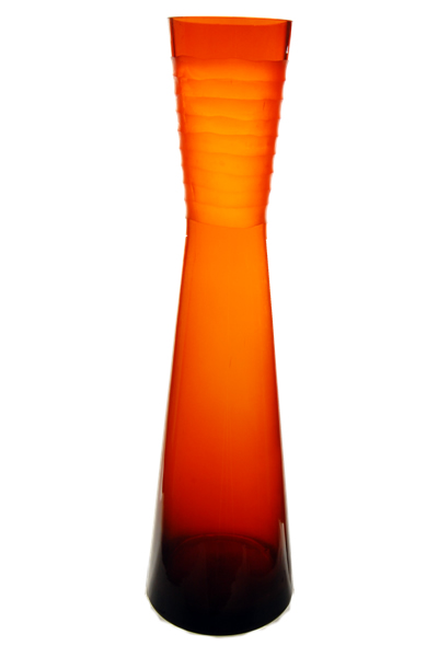 Carved Tiered Vase: Autumn Orange, H-18.5", Open-3.5" 
