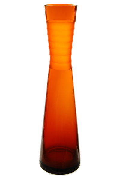 Carved Tiered Vase: Autumn Orange, H-14.5", Open-2.75" 