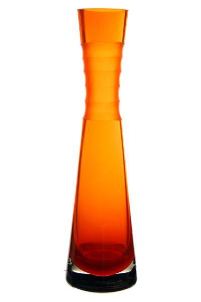 Carved Tiered Vase: Autumn Orange, H-10.5", Open-2" 