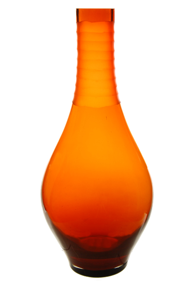 Carved Tear Drop Vase: Autumn Orange, H-16", Open-2.25" 