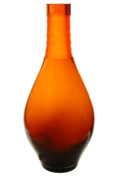 Carved Tear Drop Vase: Autumn Orange, H-14", Open-2" 