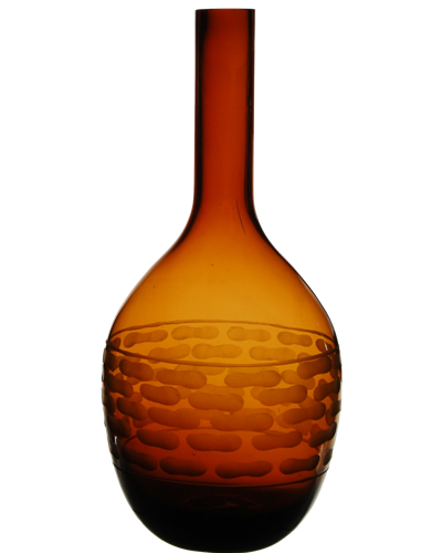 Carved Artistic Autumn Vase: Amber H-14.5", Open-1.5" 