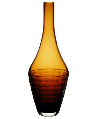 Carved Artistic Autumn Vase: Amber H-15", Open-1.5" 