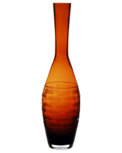 Carved Artistic Autumn Vase: Amber H-15", Open-1.75" 