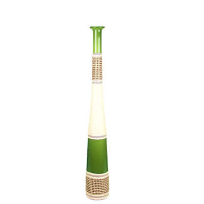Baseball Bat Vase: Green Weaved H-21", Open-2.5" 
