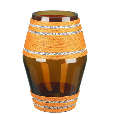 Golden Drum Vase: Amber Gold Weaved H-10", Open-4.5" (Pack of 6pcs - $8.00 ea) 