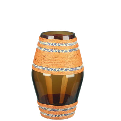 Golden Drum Vase: Amber Gold Weaved H-8", Open-3" (Pack of 6pcs - $7.00 ea) 
