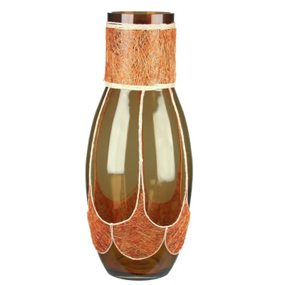 Aladdin Vase: Amber Gold Weaved H-15", Open-4" (Pack of 4pcs - $11.90 ea) 
