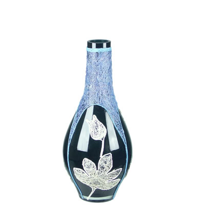 Aladdin Vase: Blue/Purple Weaved H-12", Open-1.5" 