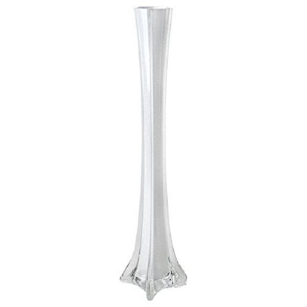 Glass Eiffel Tower Vases white. H-16", pack of 12 pcs