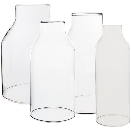 Glass Hurricane Candle Shade Set of 4. H-8", Pack of 6 sets
