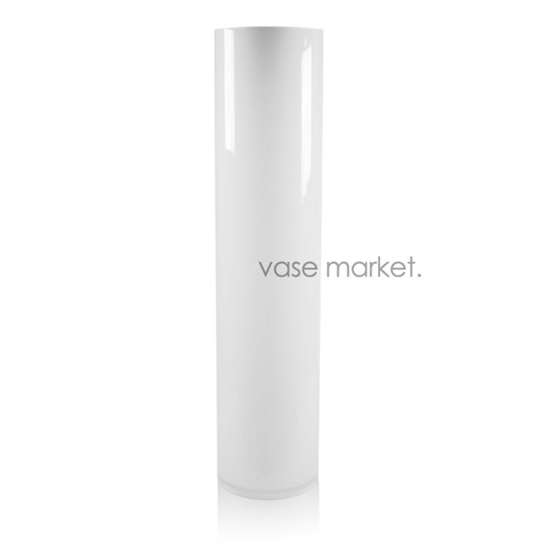 White Cylinder Vase H-26", Open D - 6", Pack of 4 pcs
