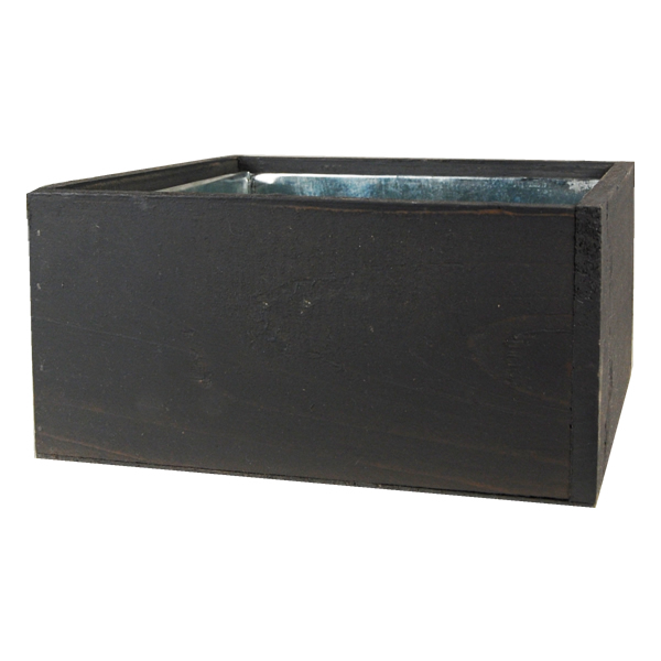 Wood Cube Planter Box with Zinc Liner Natural. H-4",Pack of 12 pcs