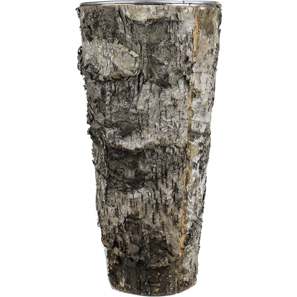 Zinc Cylinder Vase with Birch Wood Wrap. H-12",Pack of 24 pcs