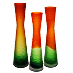 Decoration Tiered Vase: Orange/Green (SET of 3) 