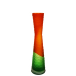 15" Carved Tiered Vase: Orange-Green, Open-4", Btm D-4" 