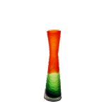Carved Tiered Vase: Orange-Green, H-11", Open-2.75", Bottom D-3" 
