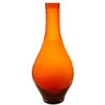 Carved Tear Drop Vase: Autumn Orange, H-16", Open-2.25" 