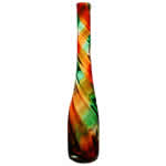 Swirl Bottle Slim Vase: Red-Green, H-18", Open-1.75" 