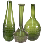 Carved Artistic Vase: Olive Green (SET of 3) 
