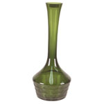 Carved Artistic Autumn Vase: Olive Green H-14.5", Open-2.5" 