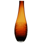 Carved Artistic Autumn Vase: Amber H-15", Open-1.5" 