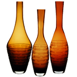 Tear Drop Carved Artistic Vase: Amber (SET of 3) 