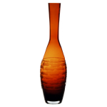 Carved Artistic Autumn Vase: Amber H-15", Open-1.75" 