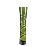 Swirl Curved Vase: Olive Green H-16", Open-4" 