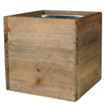 Wood Cube Planter Box with Zinc Liner Natural. H-8",Pack of 8 pcs