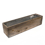 Wood Rectangle Planter Box with Zinc Liner Natural. H-6",Pack of 4 pcs