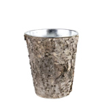 Zinc Cylinder Vase with Birch Wood Wrap. H-7",Pack of 48 pcs