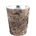 Zinc Cylinder Vase with Birch Wood Wrap. H-8",Pack of 32 pcs